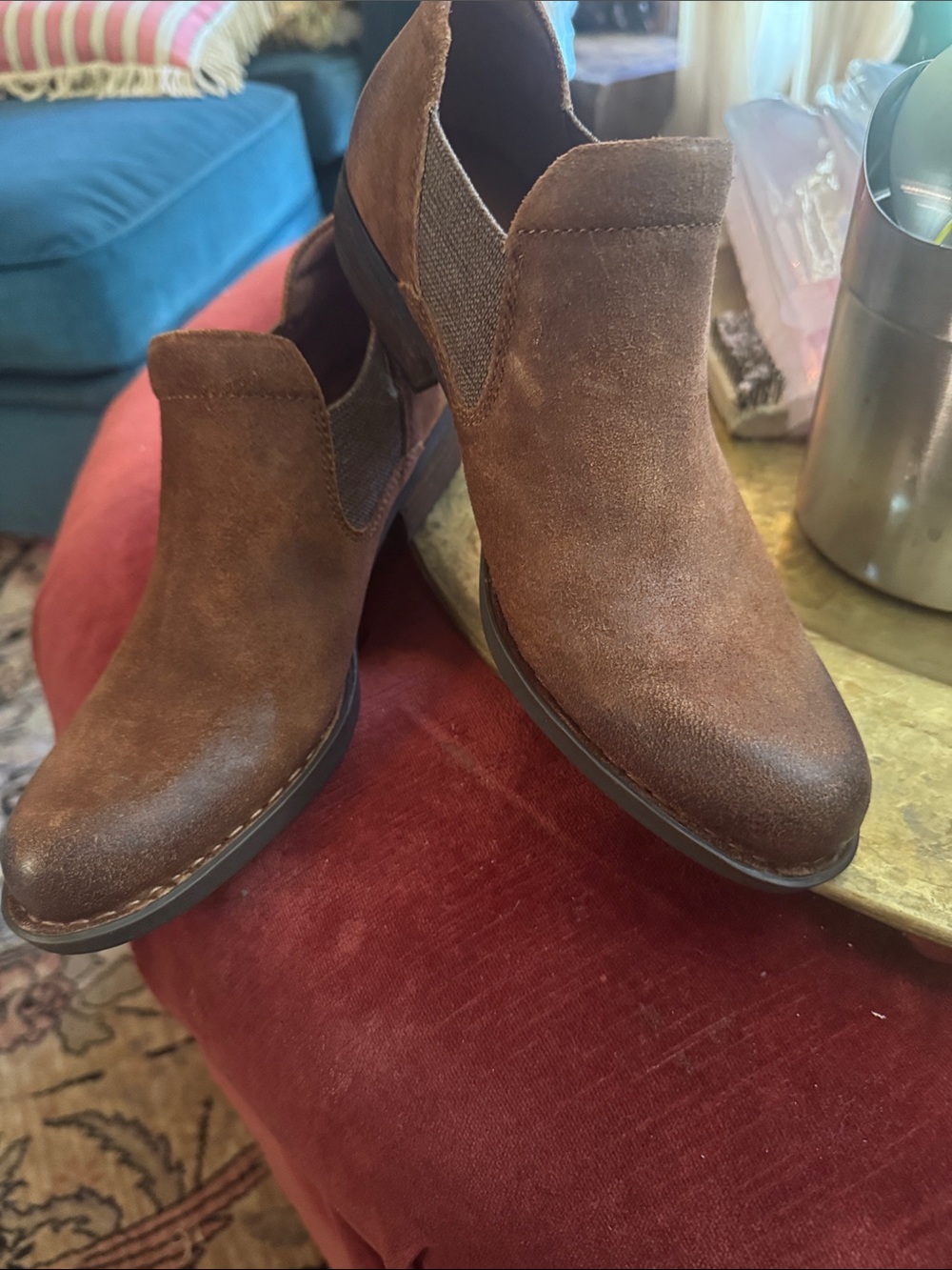 Born Brown Suede Chelsea Ankle Booties